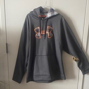 Under Armour Charcoal Hoodie with Neon Orange Emblem